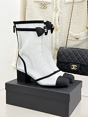 Chanel Short Boots Mesh Grosgrain White & Black - 1