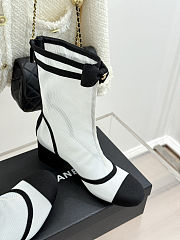 Chanel Short Boots Mesh Grosgrain White & Black - 4