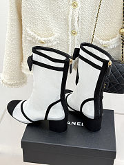 Chanel Short Boots Mesh Grosgrain White & Black - 2