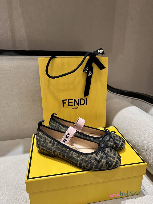 Fendi Junior Ballerinas Tobacco jacquard - 1