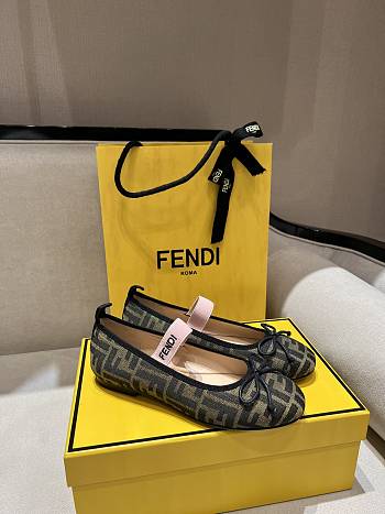 Fendi Junior Ballerinas Tobacco jacquard
