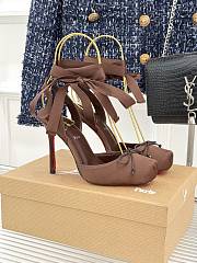 Christian Louboutin Cassia Lace Up 100mm Satin Brown - 1