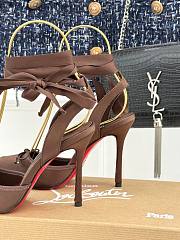 Christian Louboutin Cassia Lace Up 100mm Satin Brown - 3