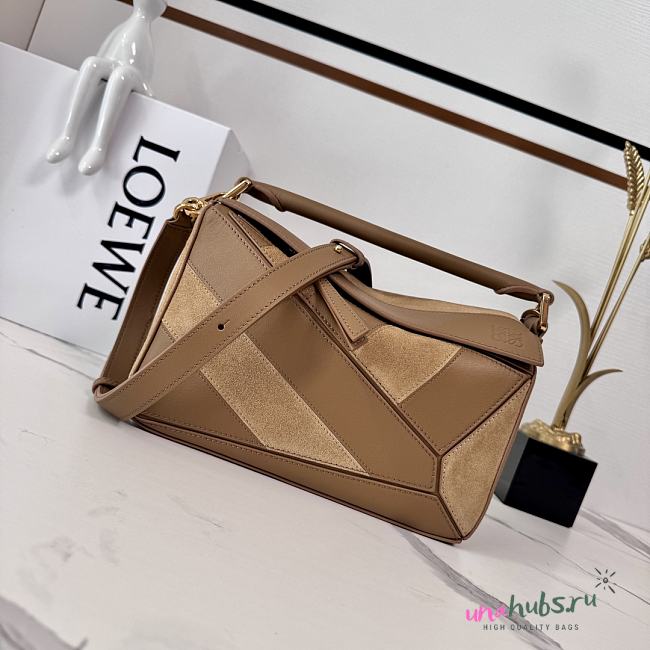 Loewe Puzzle Small leather and suede tote bag 24x10.5x16cm - 1