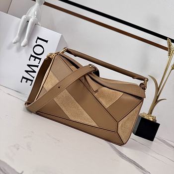 Loewe Puzzle Small leather and suede tote bag 24x10.5x16cm