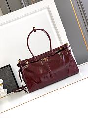 Prada Bonnie Medium Leather Handbag Burgundy 38x30x12cm - 1