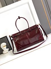 Prada Bonnie Medium Leather Handbag Burgundy 38x30x12cm - 4