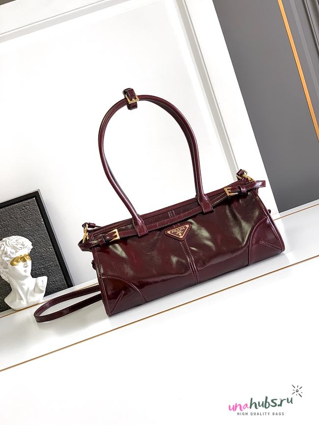 Prada Bonnie Medium Leather Handbag Burgundy 32x15.5x12cm - 1