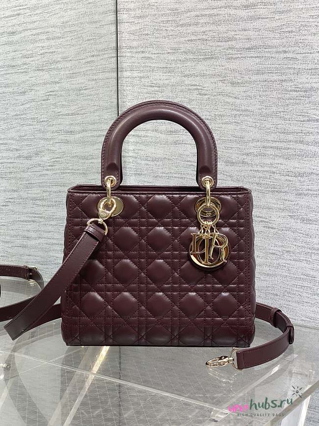 Dior Medium Lady Bag Red Wine 25cm - 1