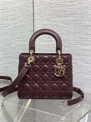 Dior Medium Lady Bag Red Wine 25cm