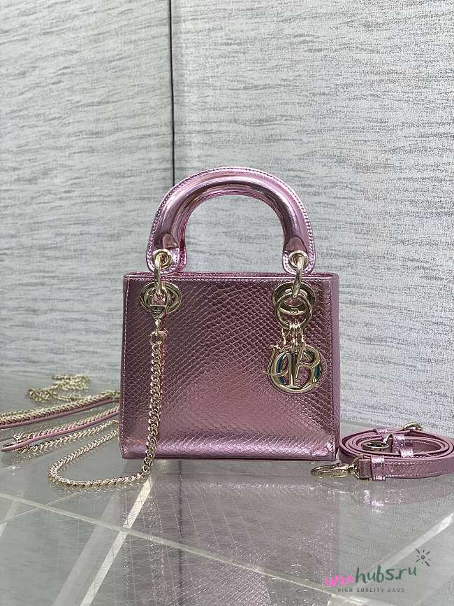 Dior Mini Lady Bag Metallic Pink 17cm - 1