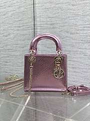 Dior Mini Lady Bag Metallic Pink 17cm - 1