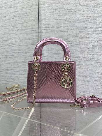 Dior Mini Lady Bag Metallic Pink 17cm