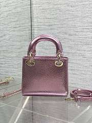 Dior Mini Lady Bag Metallic Pink 17cm - 4