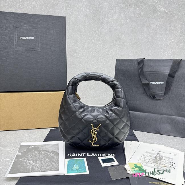 YSL Icarino Icare Mini Black Lambskin Hobo Bag - 17cm×18×4cm - 1