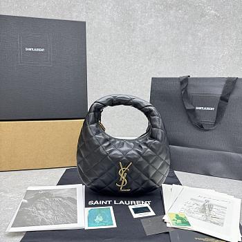YSL Icarino Icare Mini Black Lambskin Hobo Bag - 17cm×18×4cm