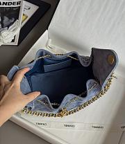 Chanel 25 Small Handbag Suede Gold Blue 30x26x14cm - 5