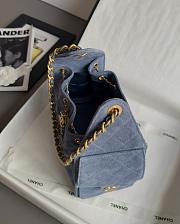 Chanel 25 Small Handbag Suede Gold Blue 30x26x14cm - 4