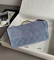 Chanel 25 Small Handbag Suede Gold Blue 30x26x14cm - 3