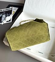 Chanel 25 Small Handbag Suede Gold Green 30x26x14cm - 5
