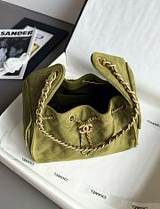 Chanel 25 Small Handbag Suede Gold Green 30x26x14cm - 4