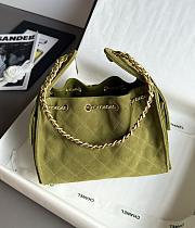 Chanel 25 Small Handbag Suede Gold Green 30x26x14cm - 3