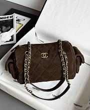 Chanel 25k Bag Brown Suede 24x15.5x11.5cm - 1