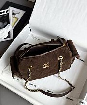 Chanel 25k Bag Brown Suede 24x15.5x11.5cm - 5