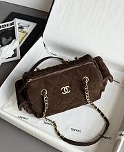 Chanel 25k Bag Brown Suede 24x15.5x11.5cm - 4