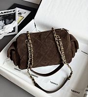 Chanel 25k Bag Brown Suede 24x15.5x11.5cm - 2
