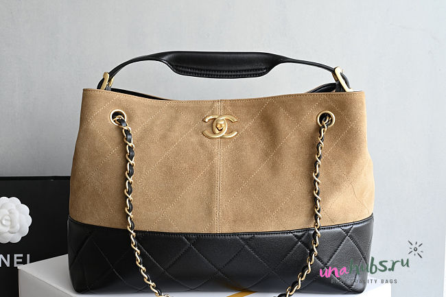 Chanel Suede Black & Beige Tote - 36x11.5x32cm - 1