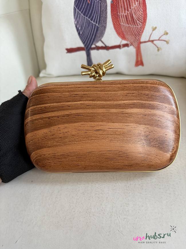 Bottega Veneta Knot Wood Clutch Bag 20.5x6x12.5cm - 1