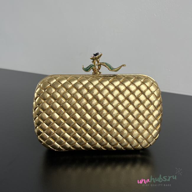 Bottega Veneta Knot Flower Metallic Minaudiere 20x12x5.5cm - 1