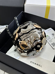Chanel Camellia Decorated Round Bag 9x9x9cm - 5