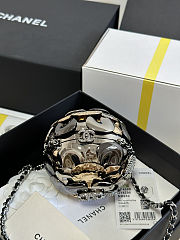 Chanel Camellia Decorated Round Bag 9x9x9cm - 3