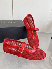 Alaia Ballerina Flat in Red  - 4