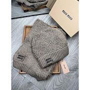 Miu Miu Furry Knit Hat and Scarf Set In Light Brown - 3
