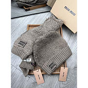 Miu Miu Furry Knit Hat and Scarf Set In Light Brown - 2