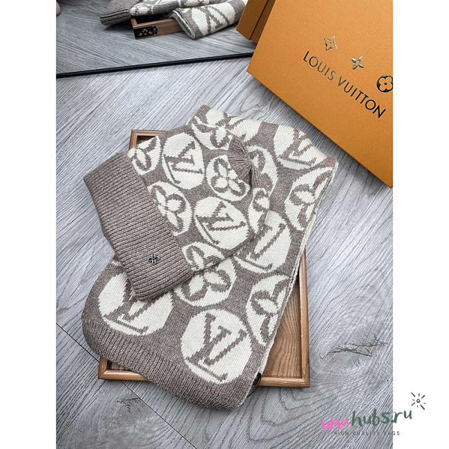 Louis Vuitton Monogram Wool Beanie In Light Brown & White - 1