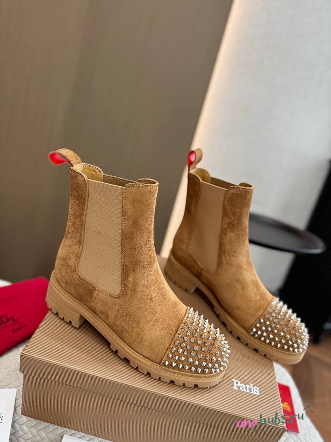 Christian Louboutin Battersea Spiked Cap Toe Suede Chelsea Boot - 1