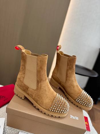 Christian Louboutin Battersea Spiked Cap Toe Suede Chelsea Boot