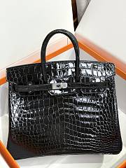 Hermes Birkin 25 Crocodile Black Silver 25cm - 1