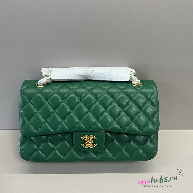 Chanel Flap Bag Green Lambskin Gold 25cm - 1