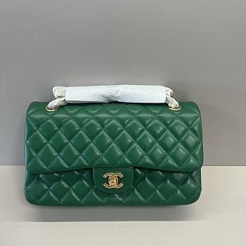 Chanel Flap Bag Green Lambskin Gold 25cm