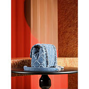 Chanel Small Flap Bag Light Blue Denim Siver 20cm - 3