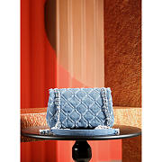 Chanel Small Flap Bag Light Blue Denim Siver 20cm - 4