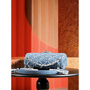 Chanel Small Flap Bag Light Blue Denim Siver 20cm - 2