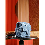 Chanel Medium Flap Bag Light Blue Denim Siver 25cm - 3