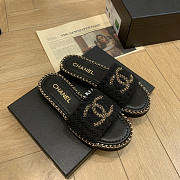 Chanel Wool Alpaca Chain CC Slide Sandals - 2
