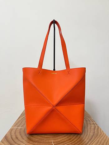 Loewe Puzzle Fold tote Orange calfskin 31x25x14cm
